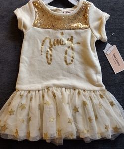 Juicy Couture Cream & Gold Star Sequin Detail Tutu Dress